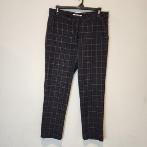 ANGEL RIA Black Plaid Pants Orange Blue Size Large L